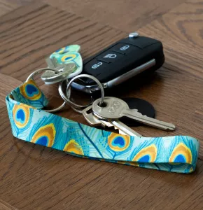 Textil kulcstartó full colour nyomtatással kulcskarikával kulcsokkal