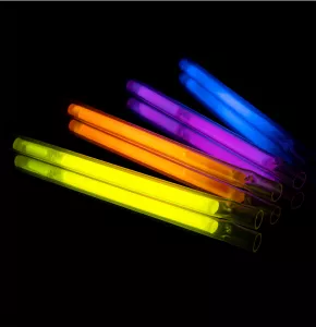 Yellow, orange, pink and blue Glow Straws