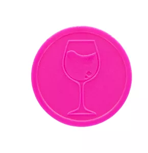Neon pink round In Stock Token engraved with standard design