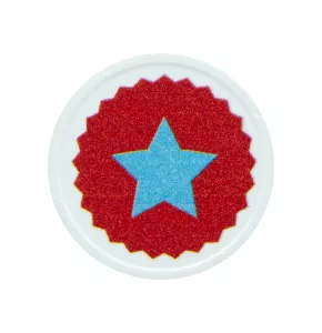 White round In Stock Token printed with standard design star