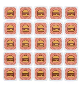 Ficha festival de plástico impresa con hamburguesa