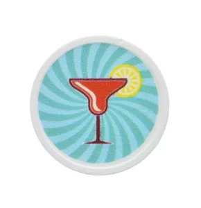 Weiße runde Pfandmarke auf Lager bedruckt mit Standardentwurf Cocktail