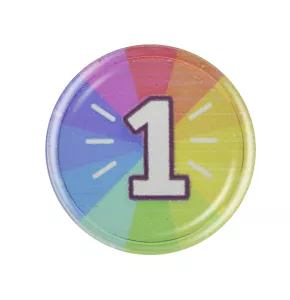 Round transparent Token in Stock printed with number 1