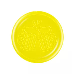 Transparent yellow Token in Stock embossed with beer glass