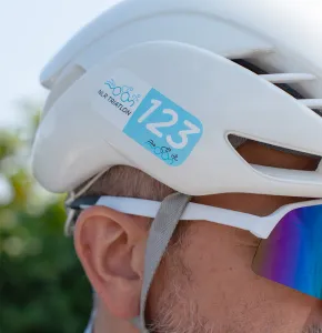 Triathlon Sticker attached to helmet