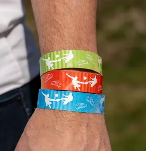 Pre-printed Tyvek wristbands with football designs