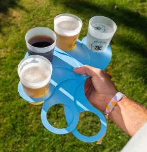 Light blue Beer Holder for 6 Cups of 25 cl