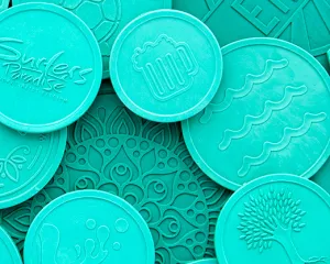 Custom Fishing Net Drink Tokens in different sizes