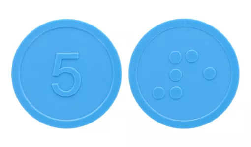 Niebieski Żeton Braille ze standardowym projektem
