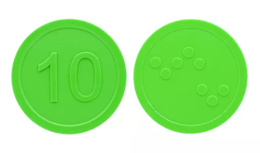 Grüne Blindenschrift-Pfandmarken mit Standarddesign