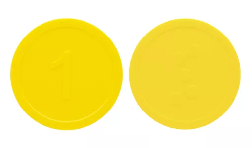 Żółty Żeton Braille ze standardowym projektem
