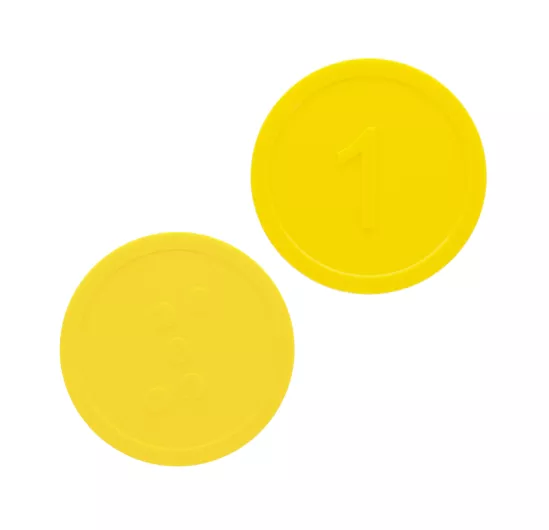 Fichas en braille amarillas con diseños estándar