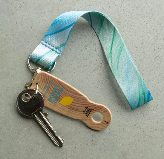 Fabric Keychain in R-PET ribbon with full colour print