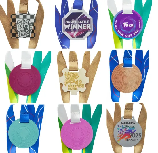 Personalised Medals with pre-printed ribbon in different materials