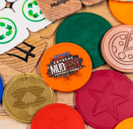 Custom Drink Tokens in different materials and colours