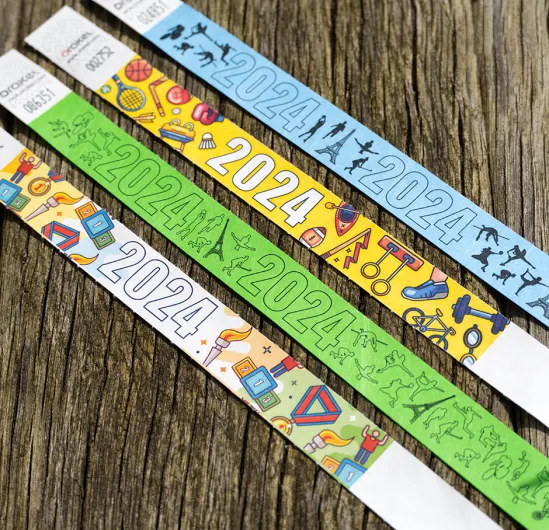 Tyvek Wristbands with pre-printed designs for the Olympics